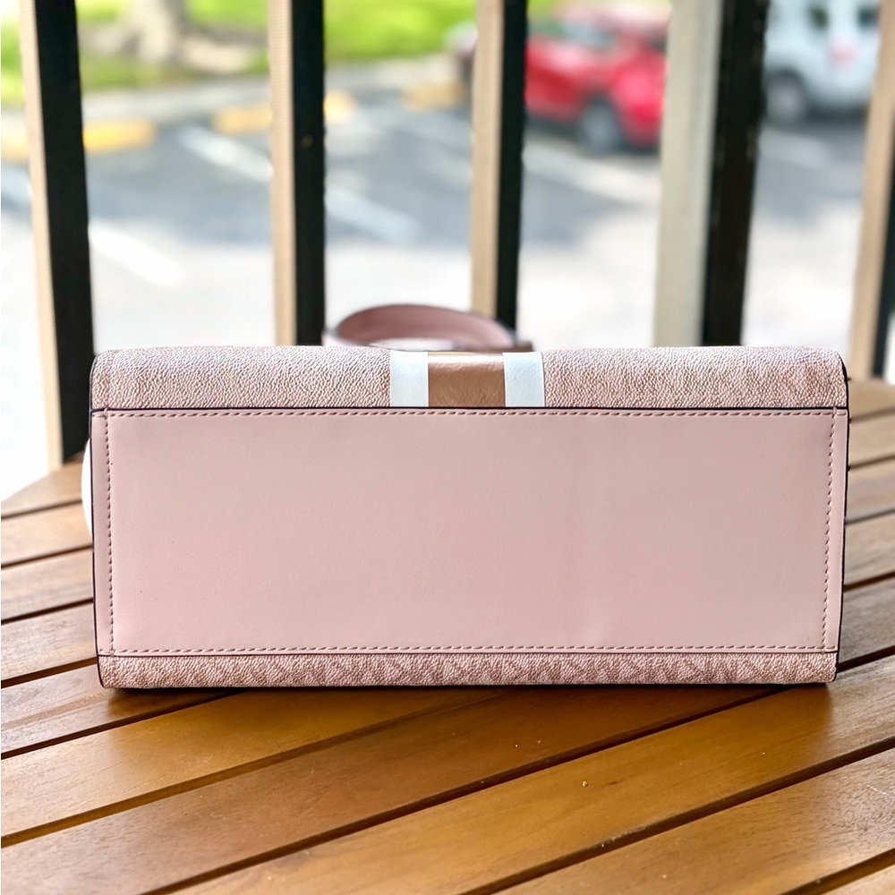 Michael Kors Blush Pink Signature Stripe Satchel - Picture 9 of 16